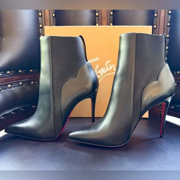 New Christian Louboutin Calfskin Chelsea Chick 100 Stiletto Boots Size 41 Black - Picture 5 of 9